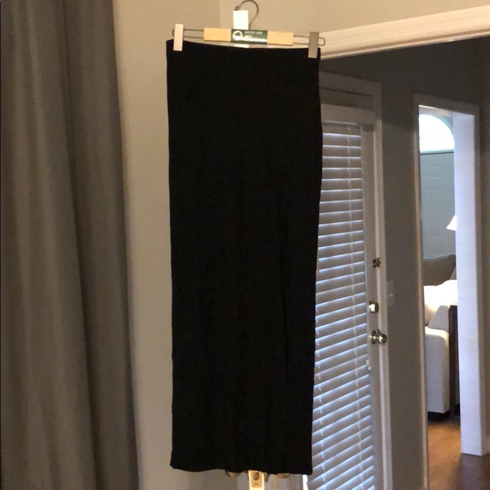 Black maxi skirt with high thigh slit